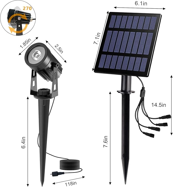 T-SUN RGB Solar Spotlights Outdoor, Halloween Decoration Solar Landscape Spotlights, IP65 Waterproof Color Changing Spot Lights Outdoor Security Wall Lights for Garden, Yard, Driveway, Pool Area(RGB) T-SUN