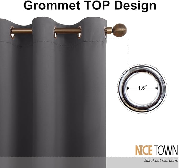 NICETOWN Sliding Patio Door Curtains - Grey Blackout Room Darkening Door Vertical Blinds for Dining Room with Grommet Top (Gray, 100 inches W x 95 inches L) NICETOWN