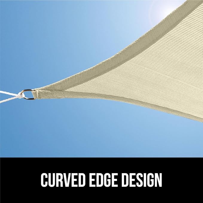 GORILLA GRIP Heavy Duty Sun Shade, UV Protection Fade Tear and Rust Resistant Rectangle Sunshade Canopy, Curved Edges Blocks Sunlight, Breathable Sail, Outdoor Patio, Lawn Garden 12x12 FT Butter Cream GorillaGrip