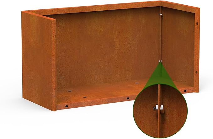 Co rten Steel Planter 36X15X15 inch Large Rectangular Planter Box Rustic Style Flower Box for Porch, Patio, Garden, Commercial Décor, Rusty Ganeekiron