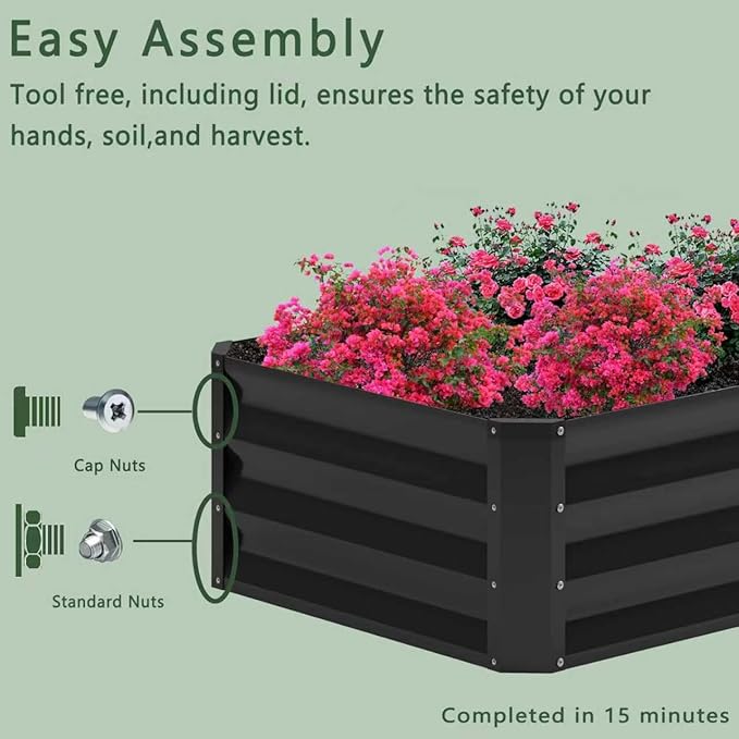 2PCS 6x2x1FT Galvanized Raised Garden Bed,Planter Raised Beds-Metal Garden Box,Large Plant for Outdoor Planting, Vegetables Bed，Flower,herb-Black Home