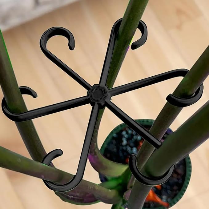 4Pcs Plastic Plant Climbers Stem Holders, Black Climbing Houseplant Stem Supports, 2 Sizes Reusable Flower Plant Stakes Trellis Hook for Indoor Plants Growth Accessories LUOTIVON