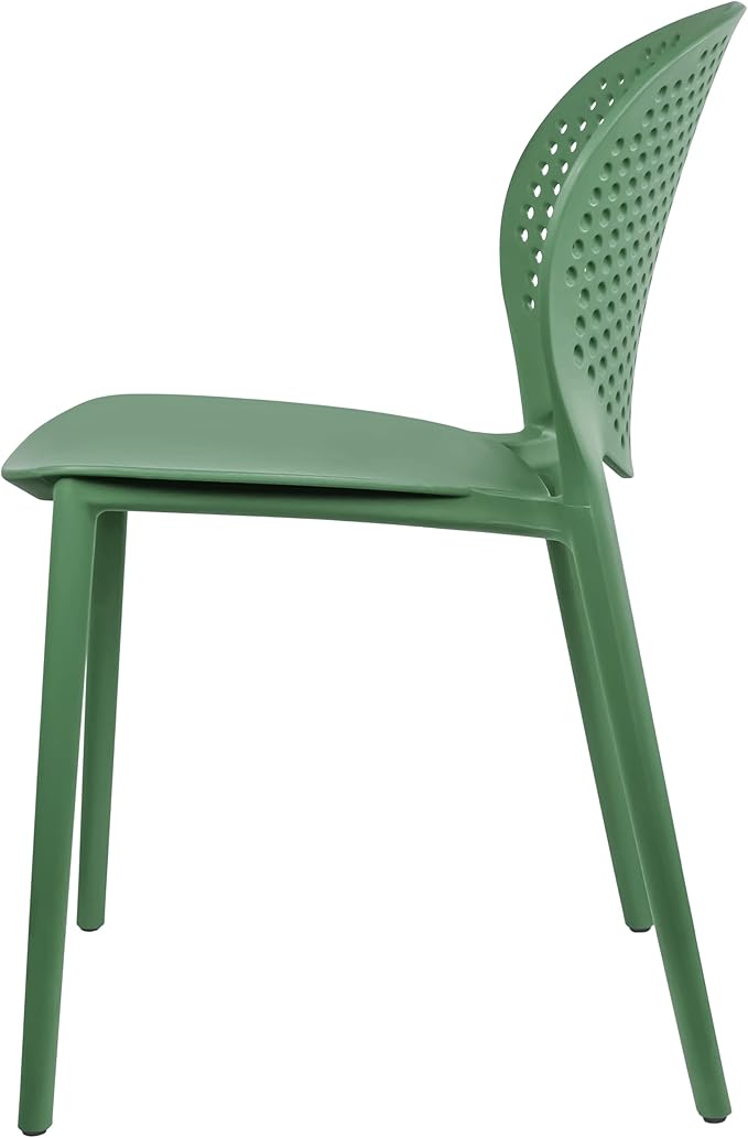 2xhome Set of 3 Patio Dining Chairs | Modern Stackable Outdoor Pool Side Chair | Weather Resistant Plastic for Yard, Porch, Balcony, Kitchen, Green 2xhome