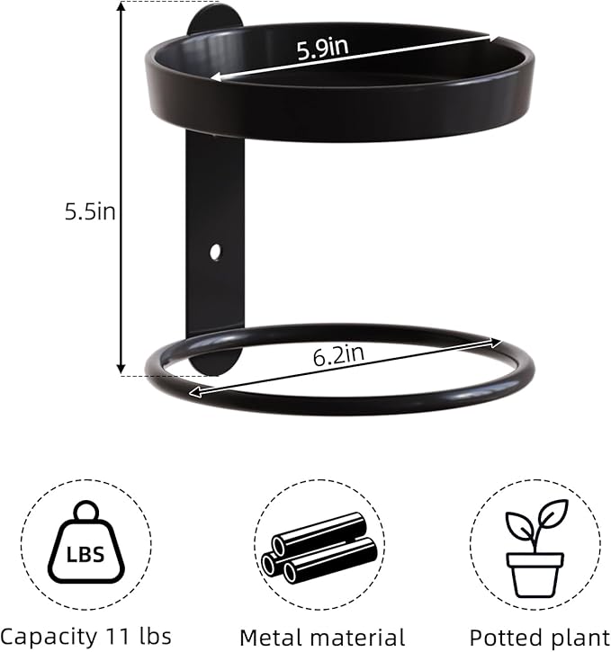Metal Wall Planters Mid Century Modern Floating Shelves for Indoor Hanging Plants, Space-Saving Vertical Garden for Home & Office 3 Pack Black HomecourtyardsInterio
