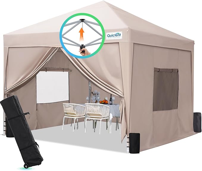 Quictent Privacy 8x8 Pop up Canopy Tent with Sidewalls and Roll-up Ventilated Windows, One Person Easy Setup, Outdoor Commercial Gazebo Shelter Enclosed Waterproof, Bonus 4 Sandbags QUICTENT