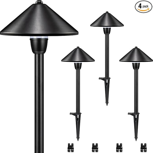 SUNVIE LED Low Voltage Pathway Lights 3W 3000K Pathway Lighting 12-24V Low Voltage Landscape Lights IP65 Waterproof Aluminum Landscape Path Lights for Yard Garden Walkway ETL Listed Cord, 4 Pack SUNVIE