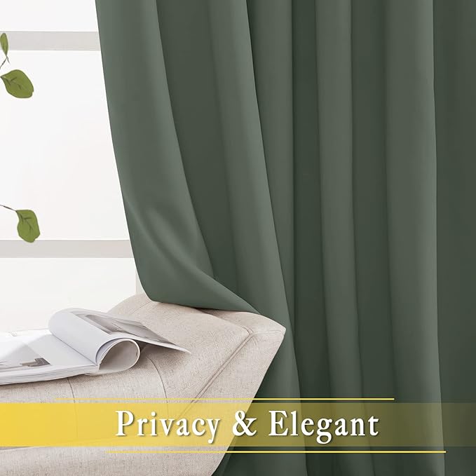 NICETOWN Sliding Door Curtains 84 inches Long, Grommet Blackout Thermal Patio Door Curtain Panel Sliding Door Drapes/Draperies for Room Divider (1 Panel, Dark Mallard, W80 x L84) NICETOWN