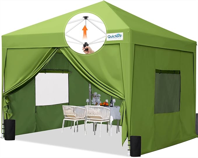 Quictent Privacy 8x8 Pop up Canopy Tent with Sidewalls and Roll-up Ventilated Windows, One Person Easy Setup, Outdoor Commercial Gazebo Shelter Enclosed Waterproof, Bonus 4 Sandbags QUICTENT