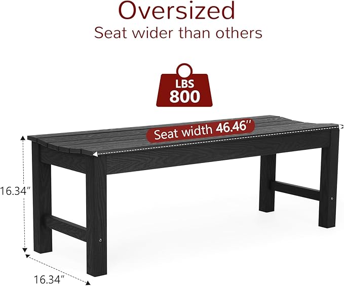 Stoog Outdoor Bench, 2-Person Patio Backless Bench, All-Weather HIPS Garden Bench with 800 lbs Weight Capacity, Never Rot or Fade, for Backyard, Porch and Park, White Stoog