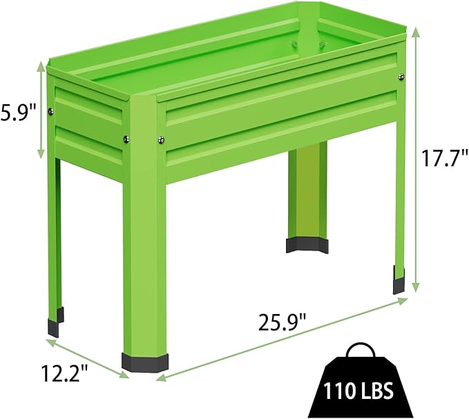 Elevated Metal Planter Box Stand Heavy Duty Raised Garden Bed for Vegetables Flowers Herbs Indoor Outdoor Use, Green PROXRACER