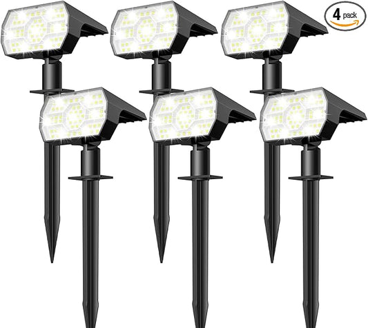 NYMPHY Solar Lights Outdoor Waterproof IP68, 56 LED 3 Lighting Modes Solar Powered Garden Yard Spot Solar Lights for Outside Landscape- 6 Pack (Cool White) NYMPHY