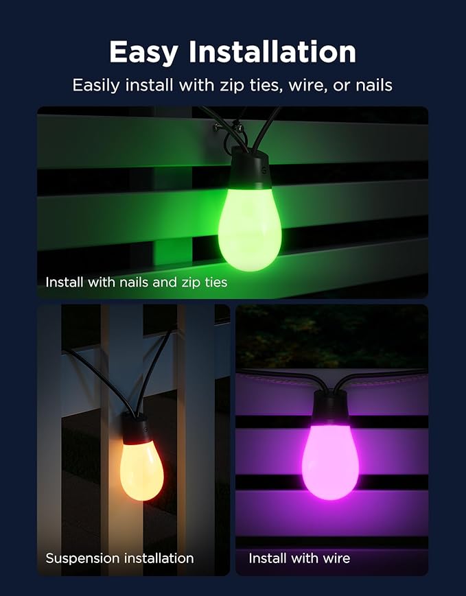 Govee S14 Bulb Outdoor String Lights 2, 96ft Smart RGBIC Warm White Patio Lights with 15 LED Bulbs, 111 Scene Modes for Outdoor Decor, Upgraded IP66 Compatible with Alexa, Google, Matter, APP Control Govee