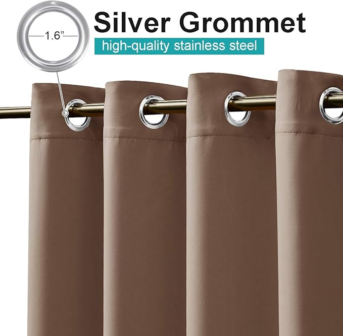 NICETOWN Fade Resistant Outdoor Curtains 2 Panels, Patio Waterproof Drapery Color Fastness Grade 4 Certification, UV Protection Blackout Shades for Porch, Deck, Pergolas, Tan, W52 x L108 NICETOWN