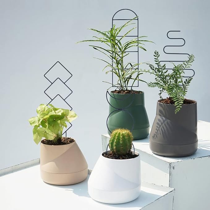 Indoor Plant Trellis for Climbing Plants, 16inch Small Garden Metal Trellis for Potted Plants Outdoor with Different Patterns for Vine Ivy Flower Plant Support 4 Pack WellSign