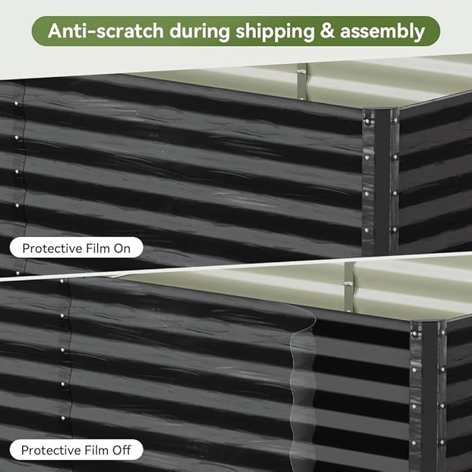 COMHOMA Galvanized Raised Garden Bed,Large Metal Planter Box for Outdoor Vegetables,Corrugated Steel Herbed Plants Container,Extra Deep Gardeners Kits with Open Bottom (1, 8x4x2FT) ComHoma