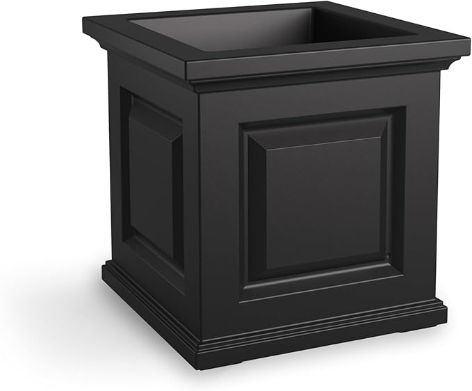 Mayne Nantucket 16-Inch Square Planter – Self-Watering, Weather-Resistant Planter for Flowers – Durable Outdoor Design for Patio, Porch, or Entryway Mayne