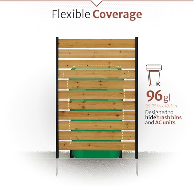 5ft H x 3.2ft W (1 Panel) No Dig Enclo Concord Cedar Wood Privacy Screen, Great to Hide Trash Cans, Decorative Patio Privacy Screen, Outdoor Privacy Fence Panel, Air Conditioner Fence, EC18022 Enclo