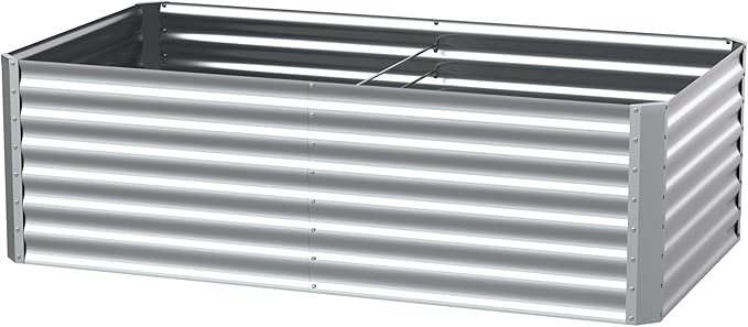 6X3X2ft (1 Pack) Galvanized Raised Garden Bed,Outdoor Courtyard Planter Box Metal Patio Kit Planting Bed for Vegetables Flowers Herb,The material is thickened and not prone to deformation or rust Anmiro