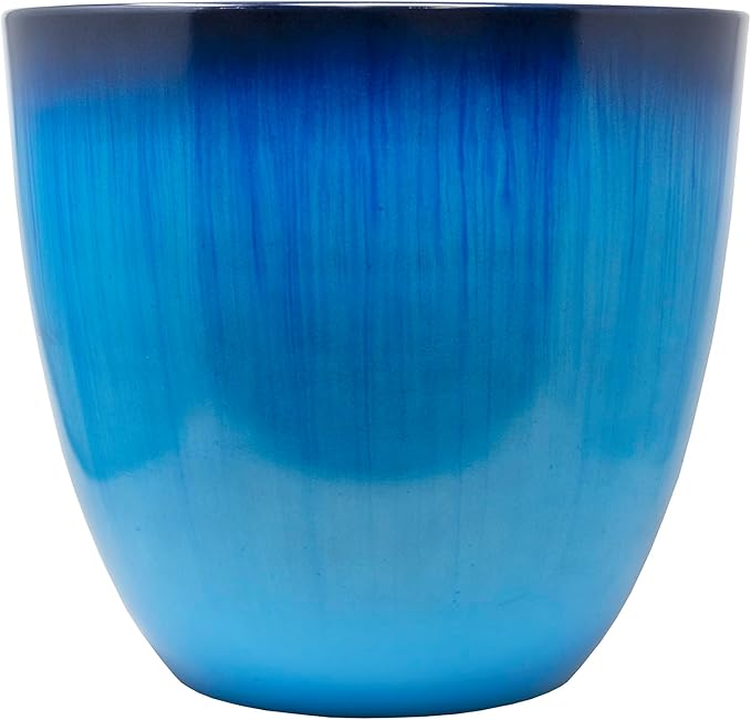 Gardener Select (EPR12-204) Large Egg Shaped Planter - Modern Indoor & Outdoor Decorative Flower Pot/Box (12 Inch, Blue Flower) GardenerSelect
