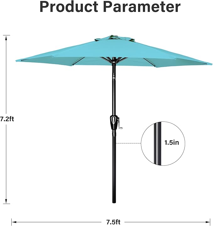 Simple Deluxe 9' Patio Umbrella Outdoor Table Market Yard Umbrella with Push Button Tilt/Crank SimpleDeluxe