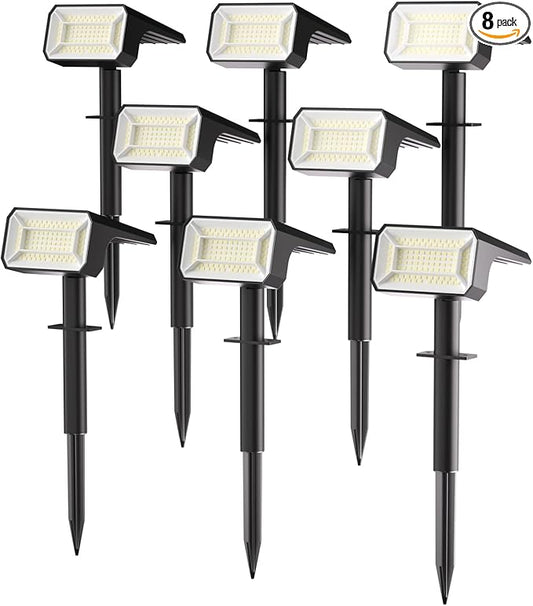Fabrito Solar Spot Lights Outdoor 8 Pack, [108Leds, 4 Modes] Auto On/Off Spotlights, IP67 Waterproof Landscape Lights for Tree, Yard, Patio, Pool, Pathway, Driveway, Cool White Fabrito