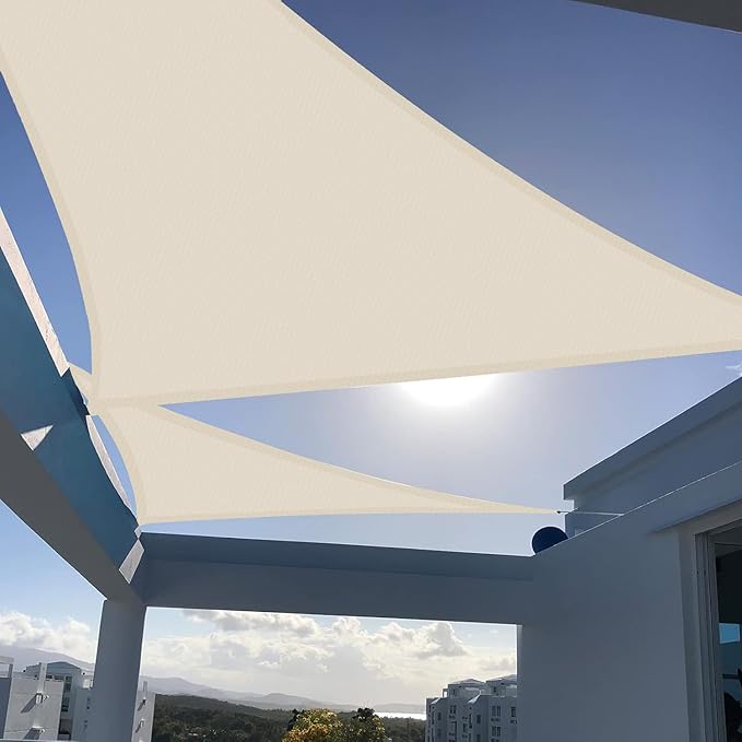 SUNNY GUARD Custom Size 6'x6'x8.5' Butter Cream Sun Shade Sail Triangle UV Block Shade for Backyard Yard Patio Deck Garden(Customized) SUNNYGUARD