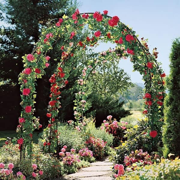 Garden Arch Trellis Metal Garden Arbor for Various Climbing Plant, Wedding Arches for Ceremony Decoration Outdoor Lawn Backyard, 7'8" H x 4'5" W, Dark Green UmiPatio