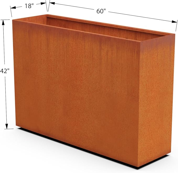 Plantercraft Corten Steel Planters | 60x18x42 Large Rectangular Planters for Outdoor Plants – Extra Large Outdoor Planter Box for Privacy Screen, Patio & Deck | Heavy Duty Metal Planter Rectangle Plantercraft