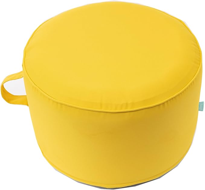 QILLOWAY Indoor/Outdoor Inflatable Stool,Round Ottoman,All Weather Foot Rest for Camping or Home,Yellow QILLOWAY