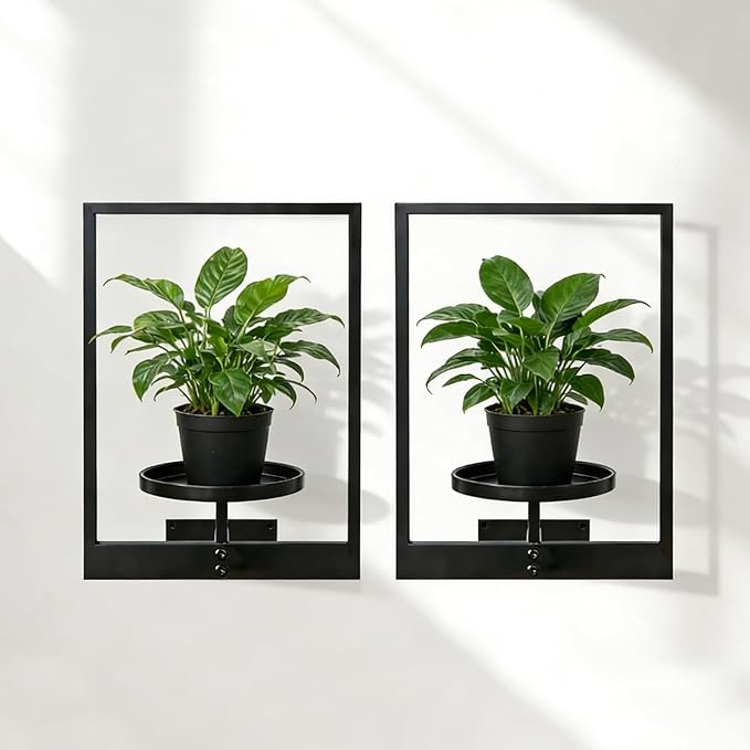 Wall Hanging Plant Stands Planter Shelves, Indoor Outdoor Window Plant Hanger Decor for Living Room Entryway (White 3-Pack) Rootora