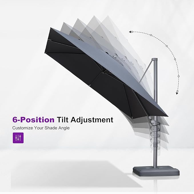 PURPLE LEAF Patio Umbrella 9' X 11.5' Rectangle Cantilever Umbrella Large Aluminum Outdoor Umbrellas with 360-degree Rotation & UPF40+ Premium Fabric for Deck Pool Garden Yard, Ocean Slate Rootora
