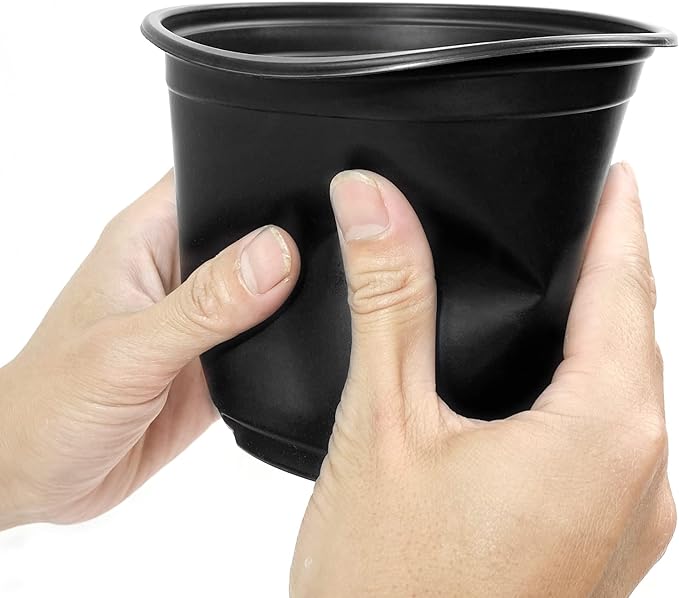RAOOKIF 100 Pack Nursery Pots, 4 5 6 Inch Nursery Pot for Plants, Plastic Plant Pots with Drainage Holes, Garden Flower Pots for Transplanting, Succulents, Cuttings, Seedlings(6inch,100pcs) RAOOKIF