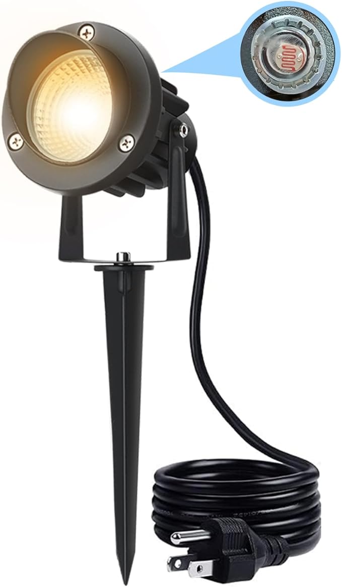 10W Dusk to Dawn Led Light 120V 3000K 1000lm Warm White Landscape Outdoor Spotlights with Photocell Sensor IP65 Waterproof Spot Lights for Yard Flag Garden Tree Fulanzaren