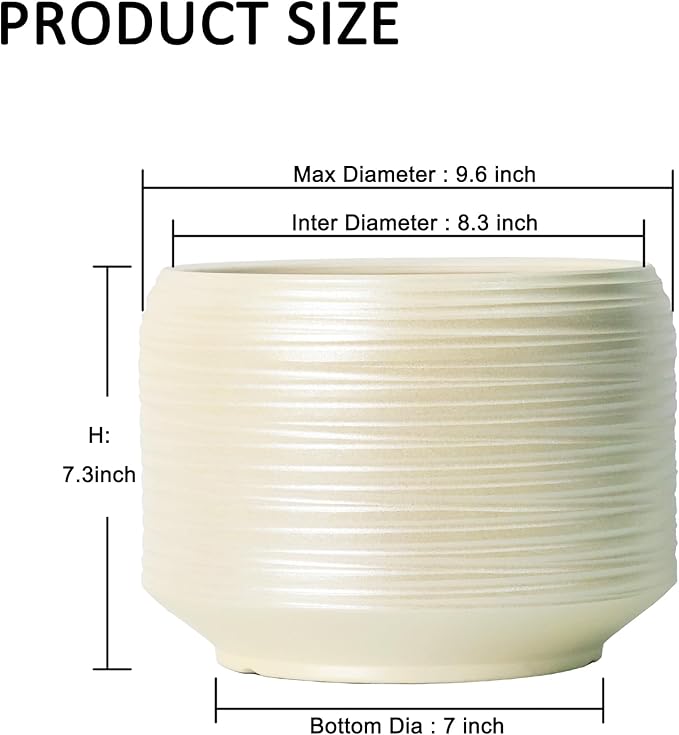 10 Inch Ceramic Plant Pot with Drainage – Large Flower Pot for Indoor Outdoor Plants, Modern Decorative Planter for Patio, Balcony, Garden, or Home Decor Bestseler