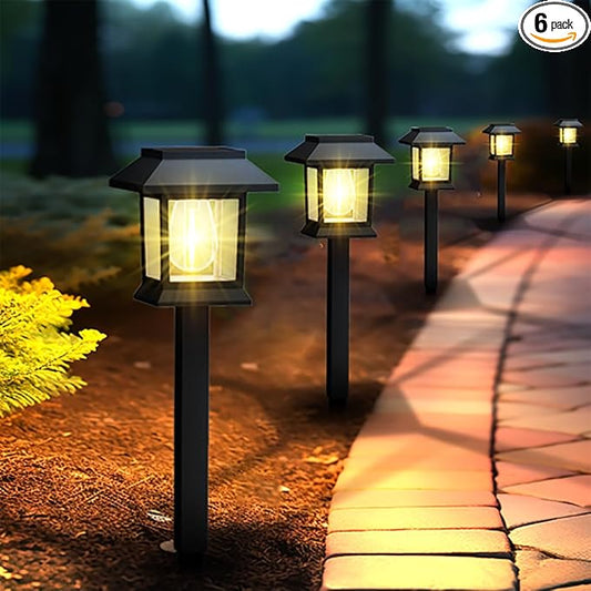 Greluna Solar Lights Outdoor, 6 Pack Waterproof Auto On/Off Solar Pathway Lights for Garden, Landscape, Path, Yard, Patio, Driveway, Walkway Decor Greluna