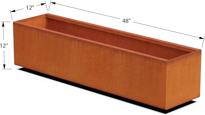 Plantercraft Large Rectangular Planters for Outdoor Plants 48 Inch Corten Steel Planter Box, Heavy Duty Metal Raised Garden Bed for Patios, Fully Assembled Plantercraft