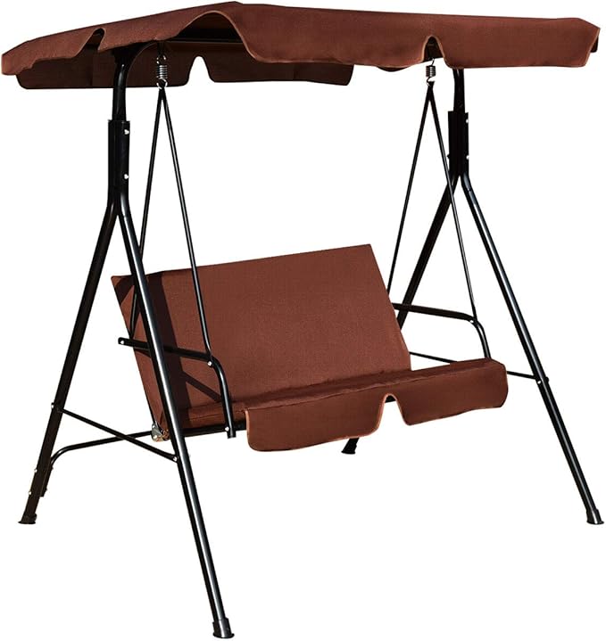 Tangkula 2 Person Porch Swing, Outdoor Swing with Removable Cushions, Solid Steel Structure, Patio Swing with Adjustable Canopy for Porch, Backyard, Garden, Balcony TANGKULA