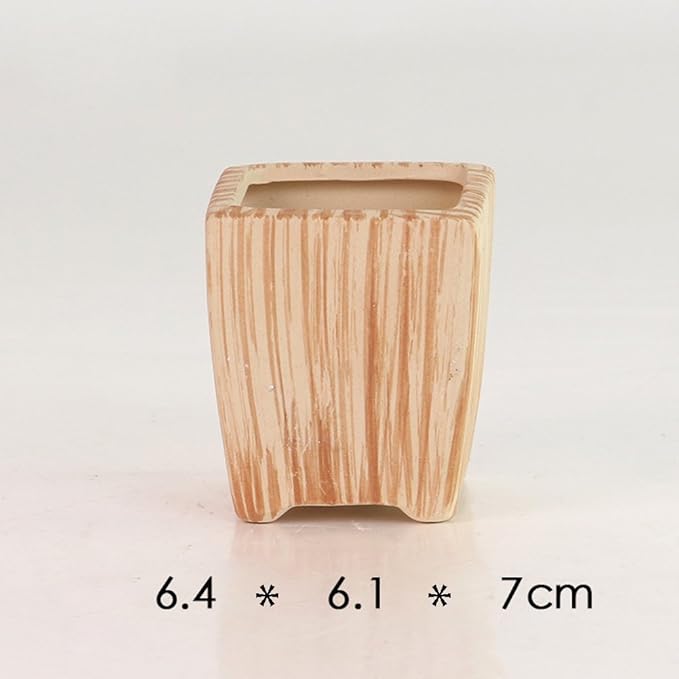 Sun-E 6 in Set 7.6 cm Ceramic Wooden Pattern Succulent Plant Pot Cactus Plant Pot Flower Pot Container Planter Gift Idea SUN-E+SE