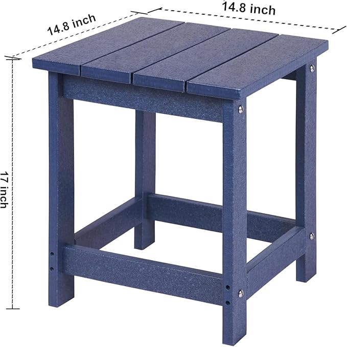 LZRS Adirondack Square Outdoor Side Table for Patio, Pool Composite Patio Table,HDPE End Tables for Backyard,Pool, Indoor Companion, Easy Maintenance & Weather Resistant(Navy Blue) LZRSPET