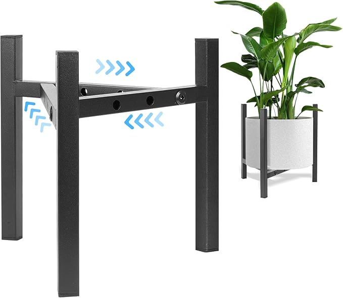 Airpark Plant Stand Indoor Adjustable, Metal Modern Plant Stand, Heavy Duty Stable Plant, Fit 8-12 inch Pots, Number of Items-3, Color-Black (Pot & Plant Not Included) Airpark