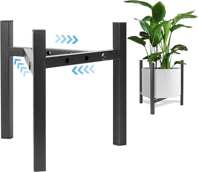 Airpark Plant Stand Indoor Adjustable, Metal Modern Plant Stand, Heavy Duty Stable Plant, Fit 8-12 inch Pots, Number of Items-2, Color-Black (Pot & Plant Not Included) Airpark