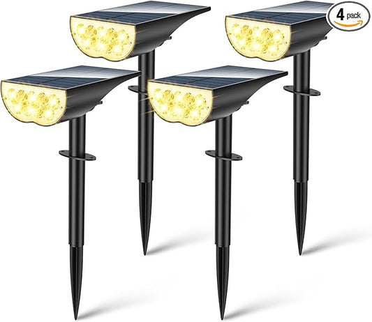 BAXIA TECHNOLOGY Solar Spotlights Outdoor Waterproof, 3 Lighting Modes Spot Lights Outdoor Solar Lights for Yard Pathway Driveway Landscape, Warm White, 4 Pack BAXIATECHNOLOGY