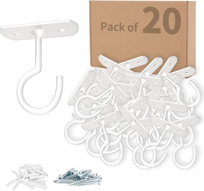 20Pack Ceiling Hooks Bulk for Hanging Plants 2.5in White QualityEfficiency