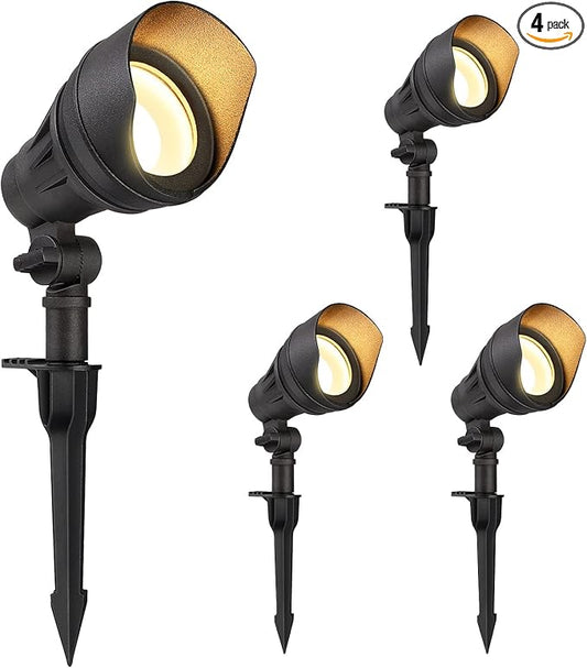 DEWENWILS LED Low Voltage Landscape Lights, 14W 540LM 3000K 12V Aluminum Outdoor Spotlight, IP65 Waterproof Landscape Lighting for Yard, Garden, House, Tree, Lawn, 4 Pack DEWENWILS