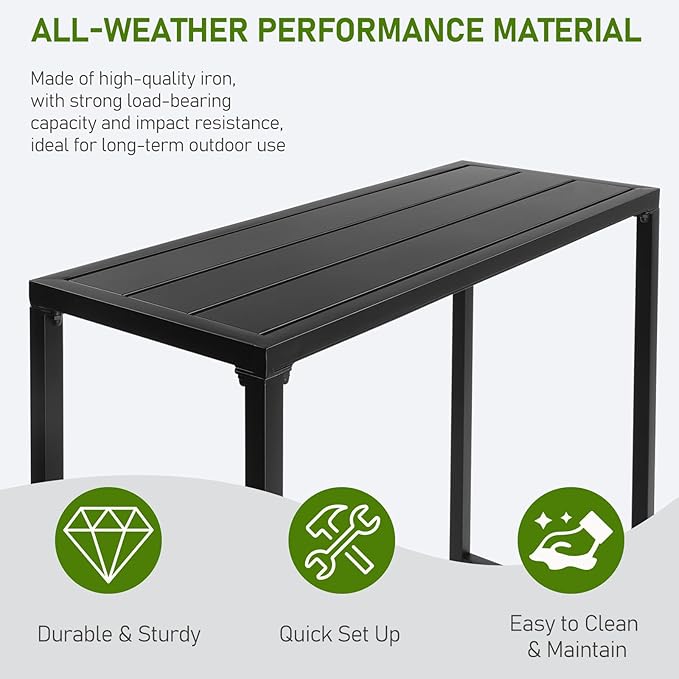 Outvita Outdoor Bar Table, 37" Height Patio Pub Table with Waterproof Frame and Adjustable Foot for Hot Tub, Patio, Backyard, Balcony, Hallway, Bistro Rectangle, Black Outvita