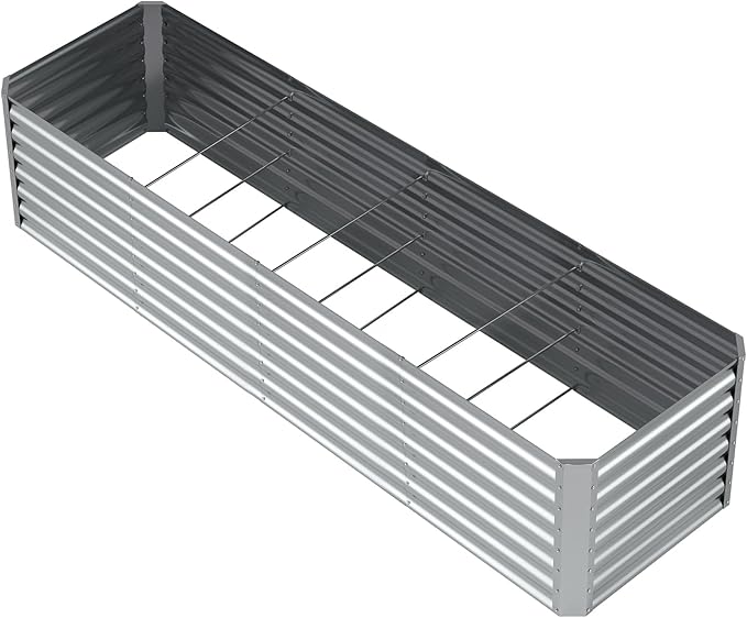 8X2X2ft (1 Pack) Galvanized Raised Garden Bed,Outdoor Planter Box Metal Patio Kit Planting Bed for Vegetables Flowers Herb Anmiro