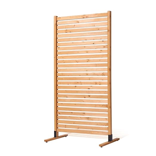 VEVOR Wooden Privacy Screen,36" W x 73" H Outdoor Privacy Screen, Freestanding Wood Privacy Panel with Stand,Outdoor Divider for Balcony Patio Lawn Garden VEVOR