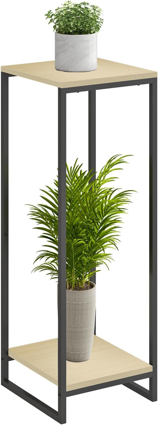 34" Tall Plant Stand Indoor, 2-Tier Modern Plant Shelf, Corner Flower Pot Holder Organizer for Living Room Balcony Patio Garden (Light Oak) GreenLivingSpaces