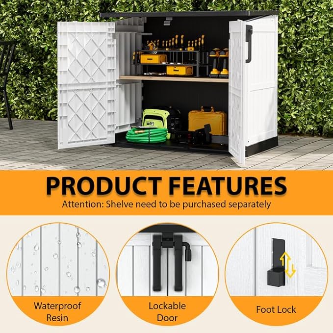 LHBcraft Outdoor Storage Cabinet 36 Cu Ft with Lockable Doors, Waterproof Outdoor Storage Box for Patios,Portable Horizontal Resin Storage Shed, Easy to Assemble LHBcraft-US