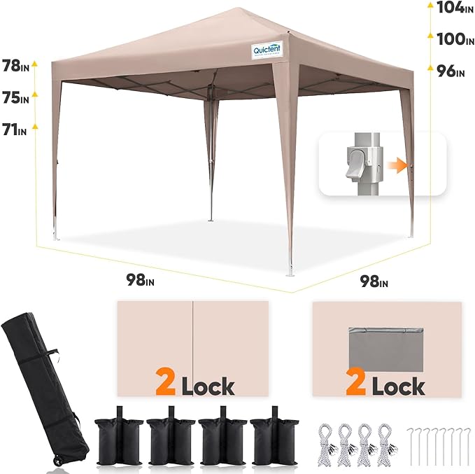 Quictent Privacy 8x8 Pop up Canopy Tent with Sidewalls and Roll-up Ventilated Windows, One Person Easy Setup, Outdoor Commercial Gazebo Shelter Enclosed Waterproof, Bonus 4 Sandbags QUICTENT